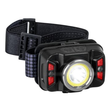 LED Zatemnitvena polnilna naglavna svetilka s senzorjem in rdeča luč LED/15W/5V IP66 430 sijajni 1800 mAh