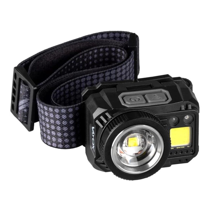 LED Zatemnitvena polnilna naglavna svetilka s senzorjem in rdeča luč LED/6W/5V/3xAAA IP44 500 sijajni 1200 mAh