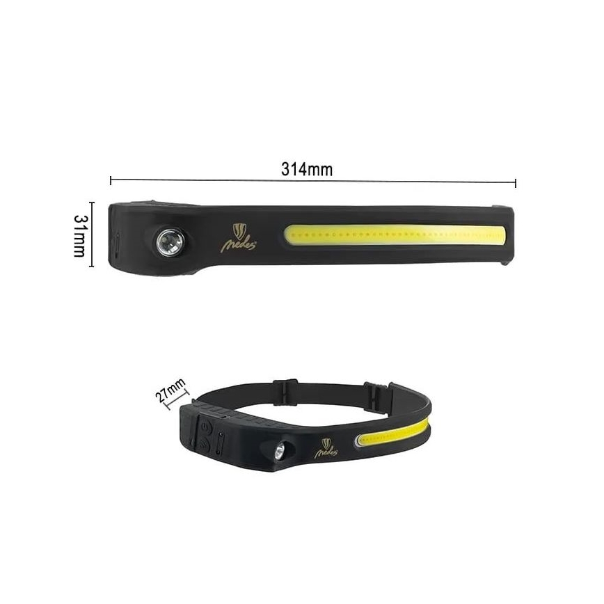 LED Zatemnitvena polnilna naglavna svetilka s senzorjem LED/8W/5V IP44 570 lm 2000 mAh