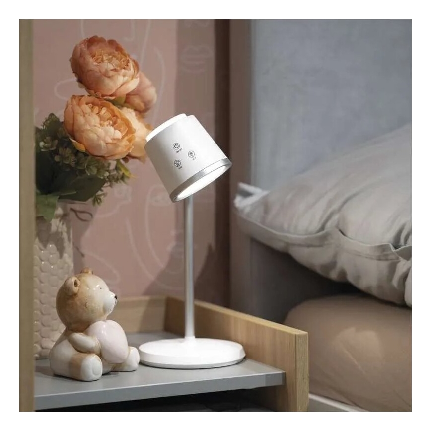 LED Zatemnitvena polnilna namizna svetilka 4v1 LED/6W/3,7V 3000K/4000K/6500K 1500mAh bela