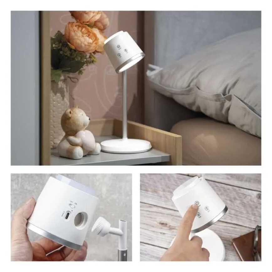 LED Zatemnitvena polnilna namizna svetilka 4v1 LED/6W/3,7V 3000K/4000K/6500K 1500mAh bela