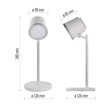 LED Zatemnitvena polnilna namizna svetilka 4v1 LED/6W/3,7V 3000K/4000K/6500K 1500mAh bela