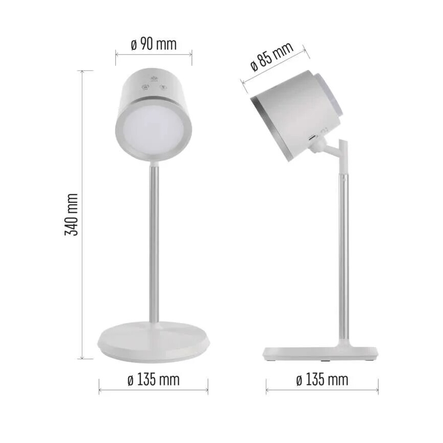 LED Zatemnitvena polnilna namizna svetilka 4v1 LED/6W/3,7V 3000K/4000K/6500K 1500mAh bela