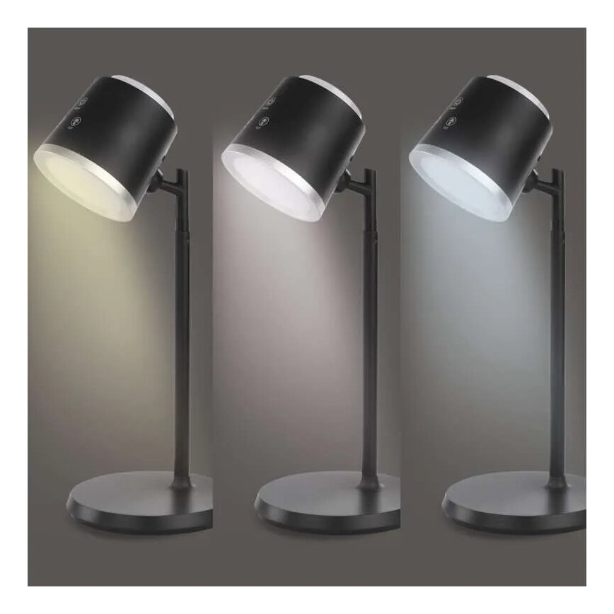 LED Zatemnitvena polnilna namizna svetilka 4v1 LED/6W/3,7V 3000K/4000K/6500K 1500mAh črna