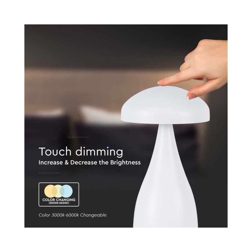 LED Zatemnitven rechargeable na dotik namizna svetilka LED/1W/5V 3000-6000K 1800 mAh bela