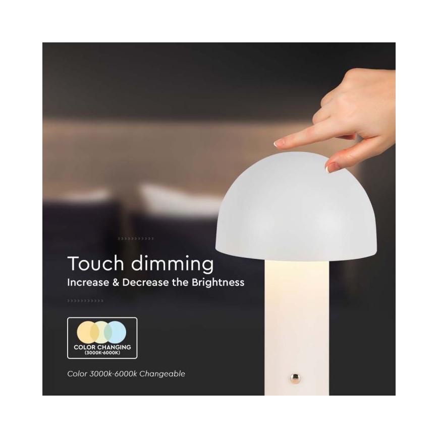 LED Zatemnitven rechargeable na dotik namizna svetilka LED/1W/5V 3000-6000K 1800 mAh bela