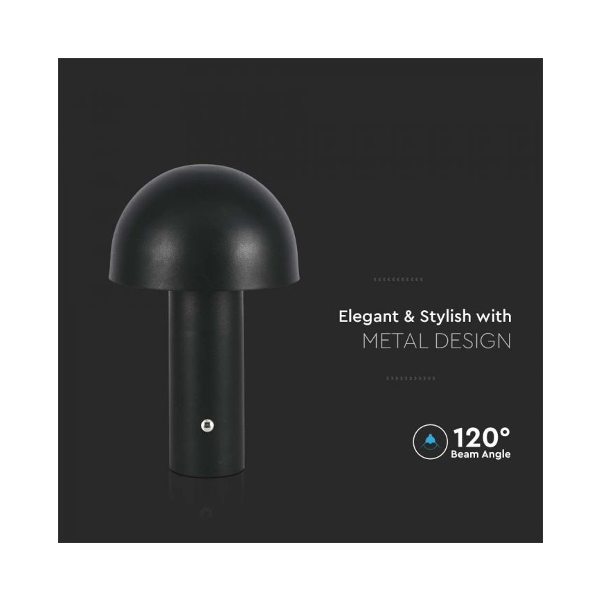 LED Zatemnitvena polnilna namizna svetilka na dotik LED/1W/5V 3000-6000K 1800 mAh črna