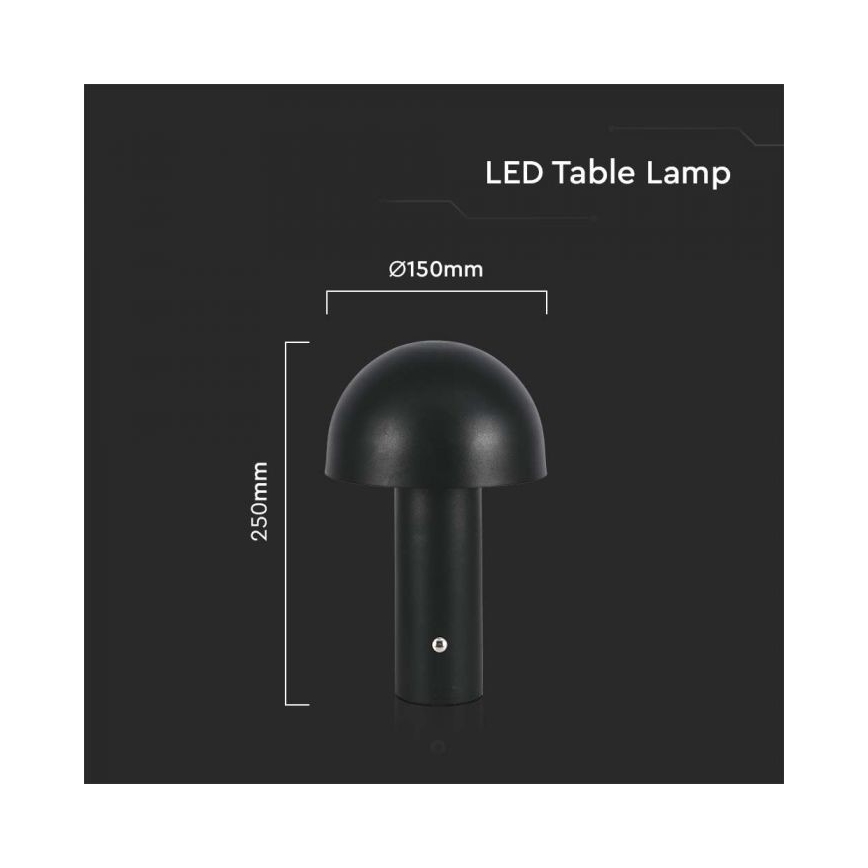 LED Zatemnitvena polnilna namizna svetilka na dotik LED/1W/5V 3000-6000K 1800 mAh črna