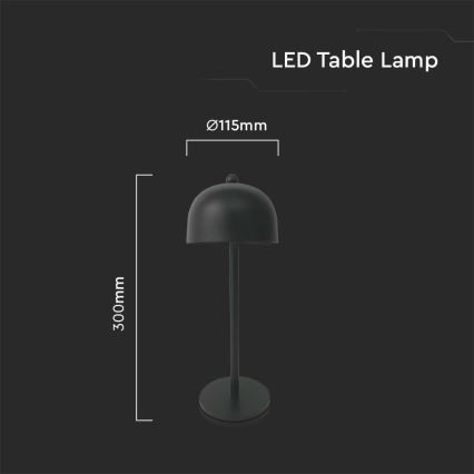LED Zatemnitvena polnilna namizna svetilka na dotik LED/1W/5V 3000-6000K 1800 mAh črna