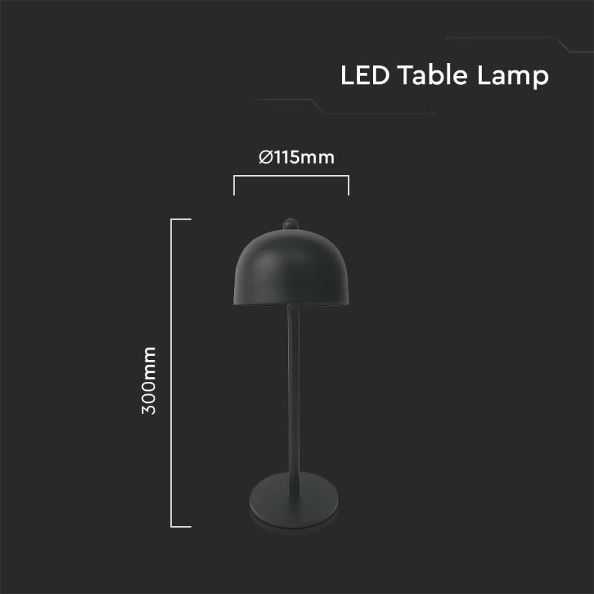 LED Zatemnitvena polnilna namizna svetilka na dotik LED/1W/5V 3000-6000K 1800 mAh črna