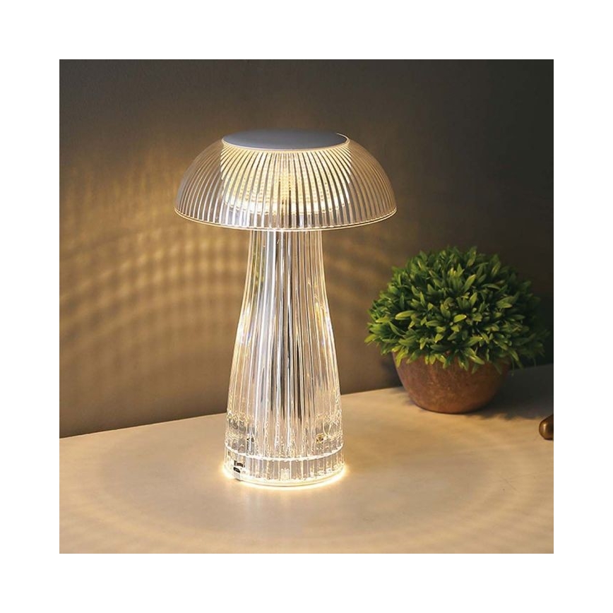 LED Zatemnitven rechargeable na dotik namizna svetilka LED/1W/5V 3000-6000K 1800 mAh prozorna