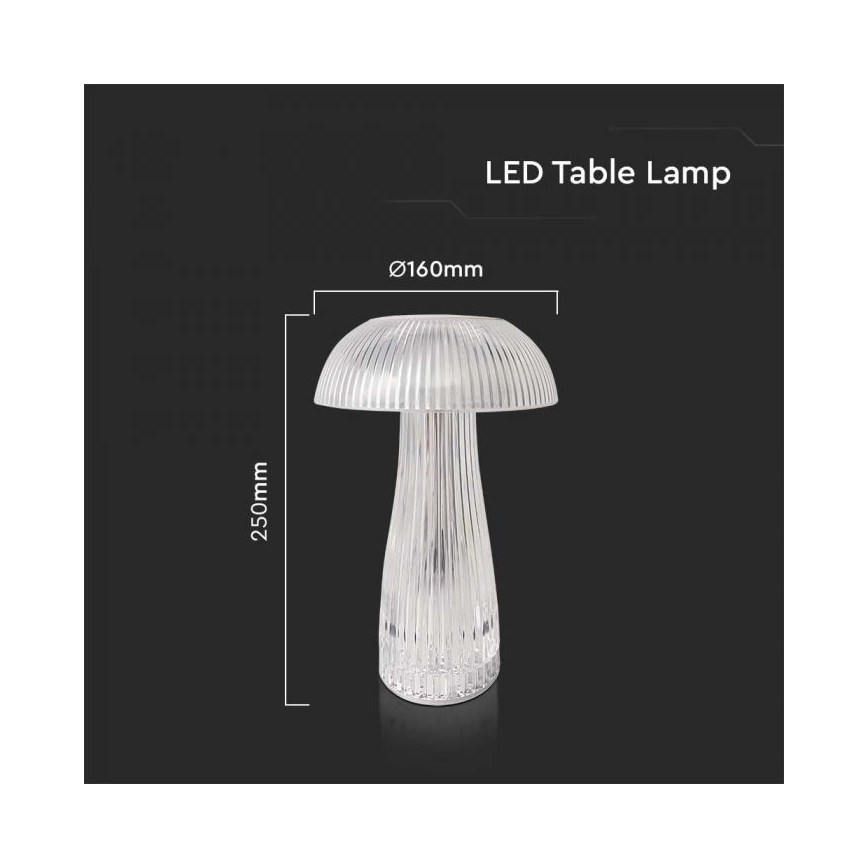 LED Zatemnitven rechargeable na dotik namizna svetilka LED/1W/5V 3000-6000K 1800 mAh prozorna