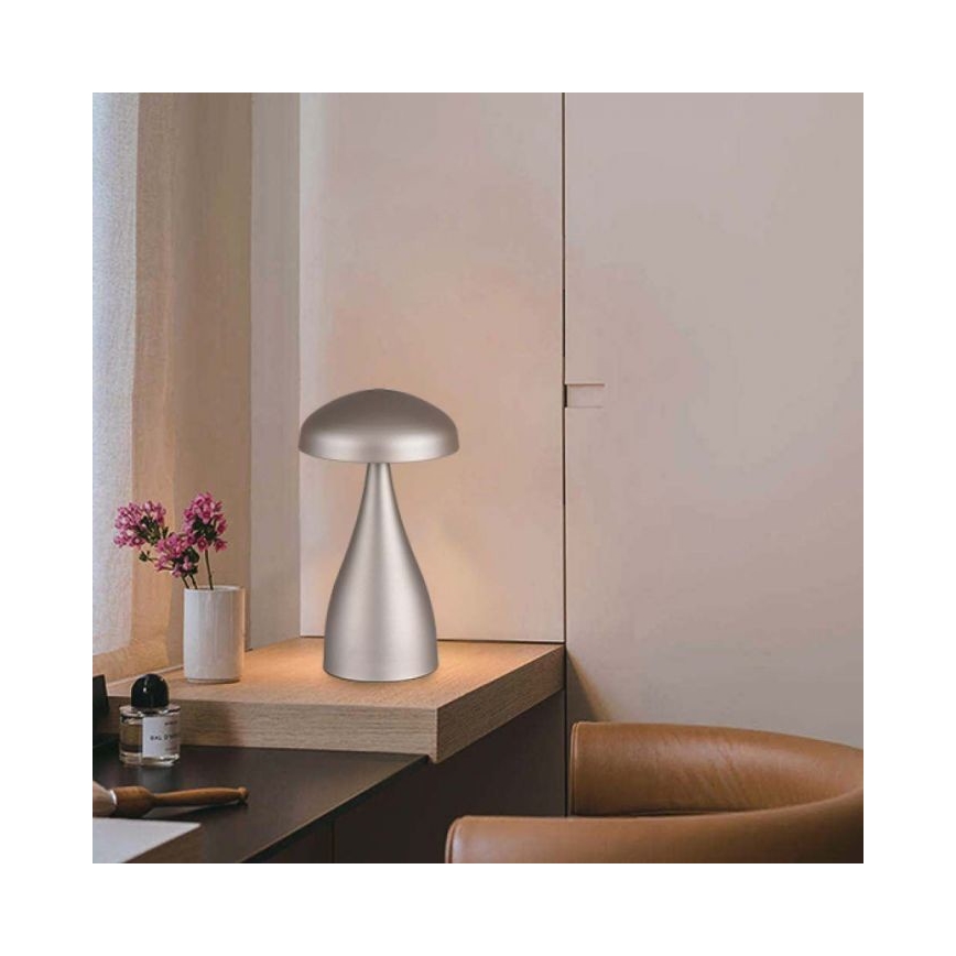 LED Zatemnitvena polnilna namizna svetilka na dotik LED/1W/5V 3000-6000K 1800 mAh srebrna