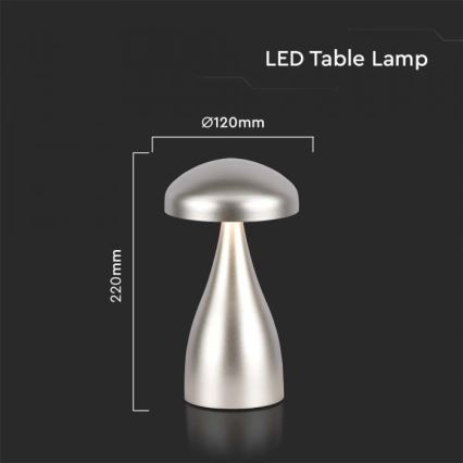 LED Zatemnitvena polnilna namizna svetilka na dotik LED/1W/5V 3000-6000K 1800 mAh srebrna