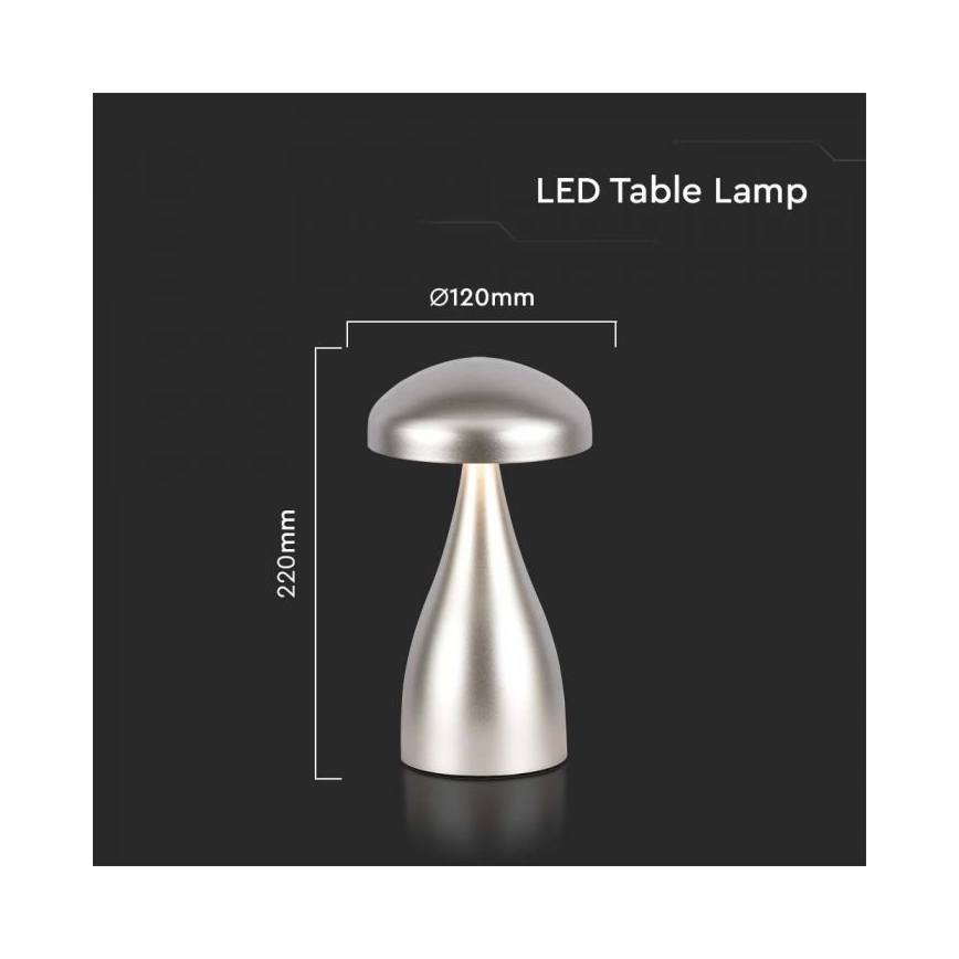 LED Zatemnitvena polnilna namizna svetilka na dotik LED/1W/5V 3000-6000K 1800 mAh srebrna