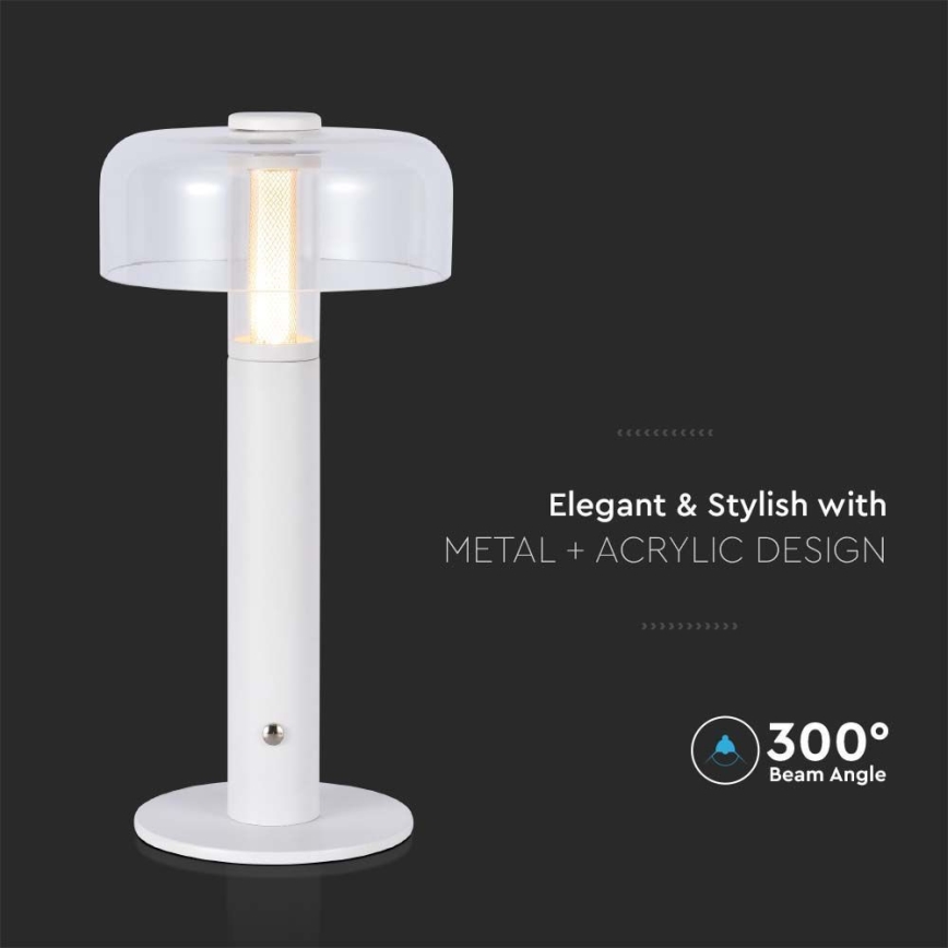 LED Zatemnitvena polnilna namizna svetilka na dotik LED/1W/5V 3000K 1800 mAh bela