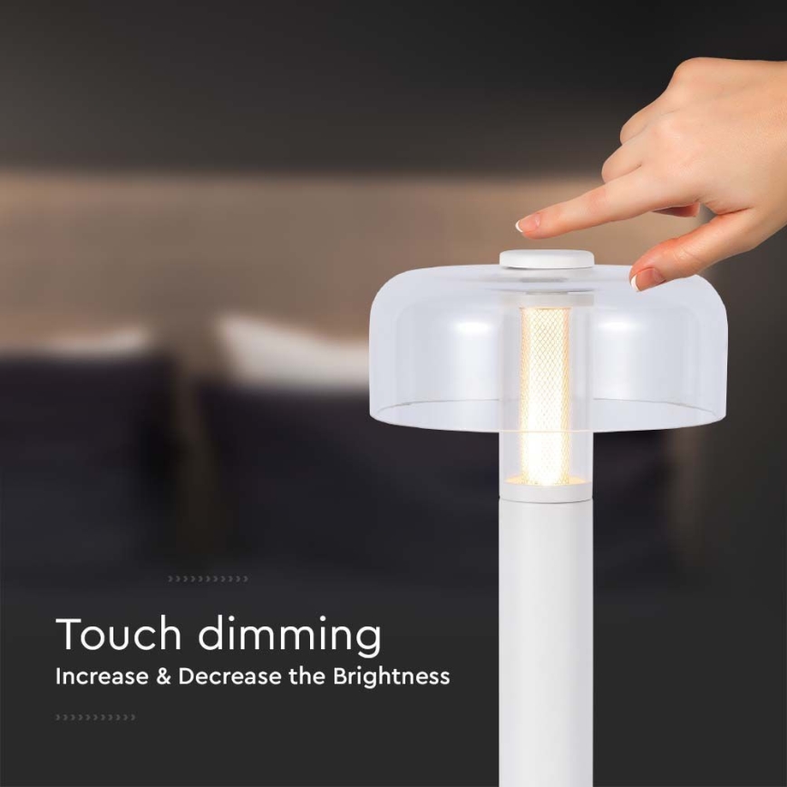 LED Zatemnitvena polnilna namizna svetilka na dotik LED/1W/5V 3000K 1800 mAh bela
