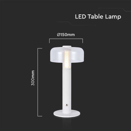 LED Zatemnitvena polnilna namizna svetilka na dotik LED/1W/5V 3000K 1800 mAh bela