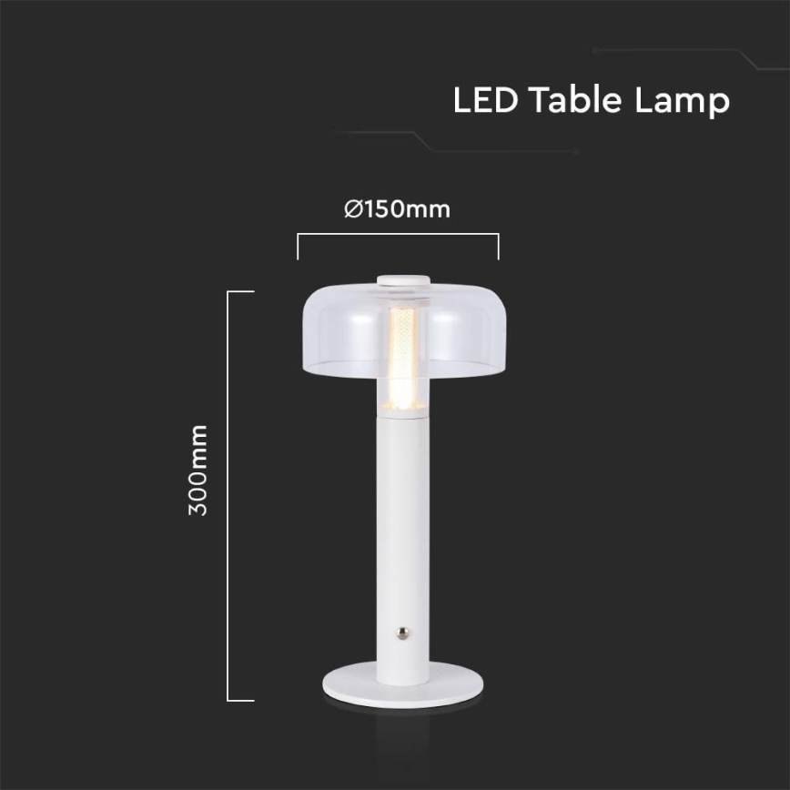 LED Zatemnitvena polnilna namizna svetilka na dotik LED/1W/5V 3000K 1800 mAh bela