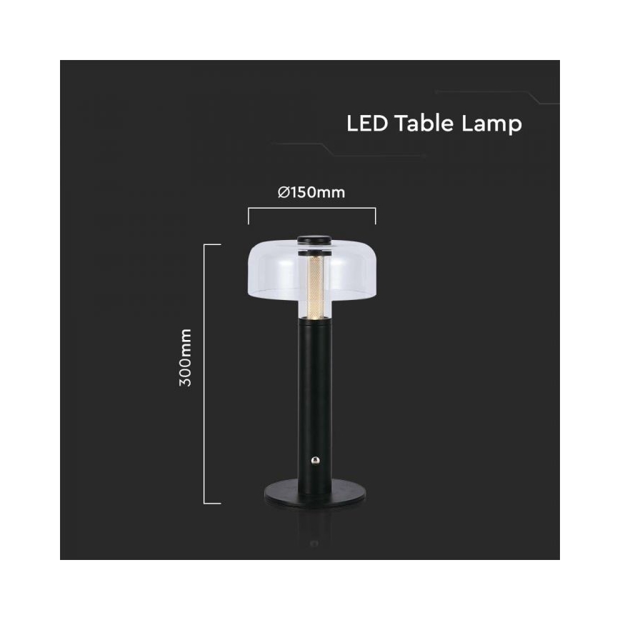 LED Zatemnitvena polnilna namizna svetilka na dotik LED/1W/5V 3000K 1800 mAh črna