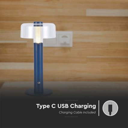 LED Zatemnitvena polnilna namizna svetilka na dotik LED/1W/5V 3000K 1800 mAh modra