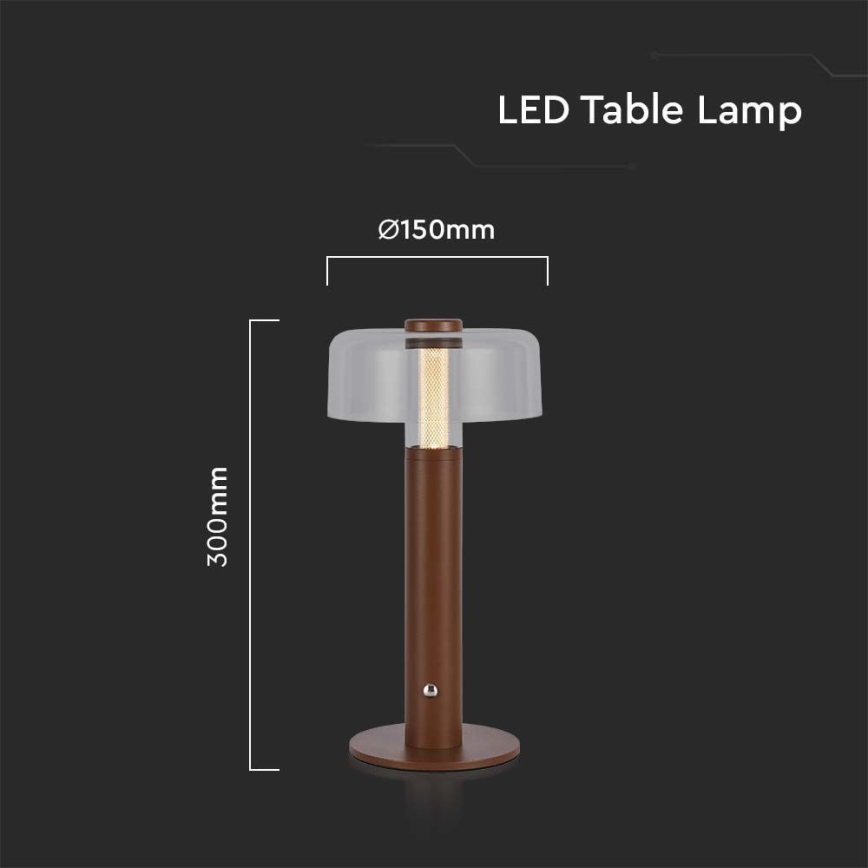 LED Zatemnitvena polnilna namizna svetilka na dotik LED/1W/5V 3000K 1800 mAh rjava