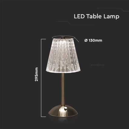 LED Zatemnitvena polnilna namizna svetilka na dotik LED/2,4W/5V 3000-6000K 1800 mAh sijajni krom