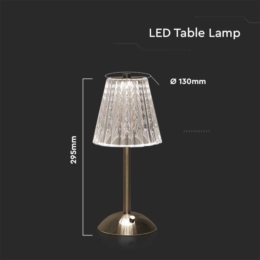 LED Zatemnitvena polnilna namizna svetilka na dotik LED/2,4W/5V 3000-6000K 1800 mAh sijajni krom