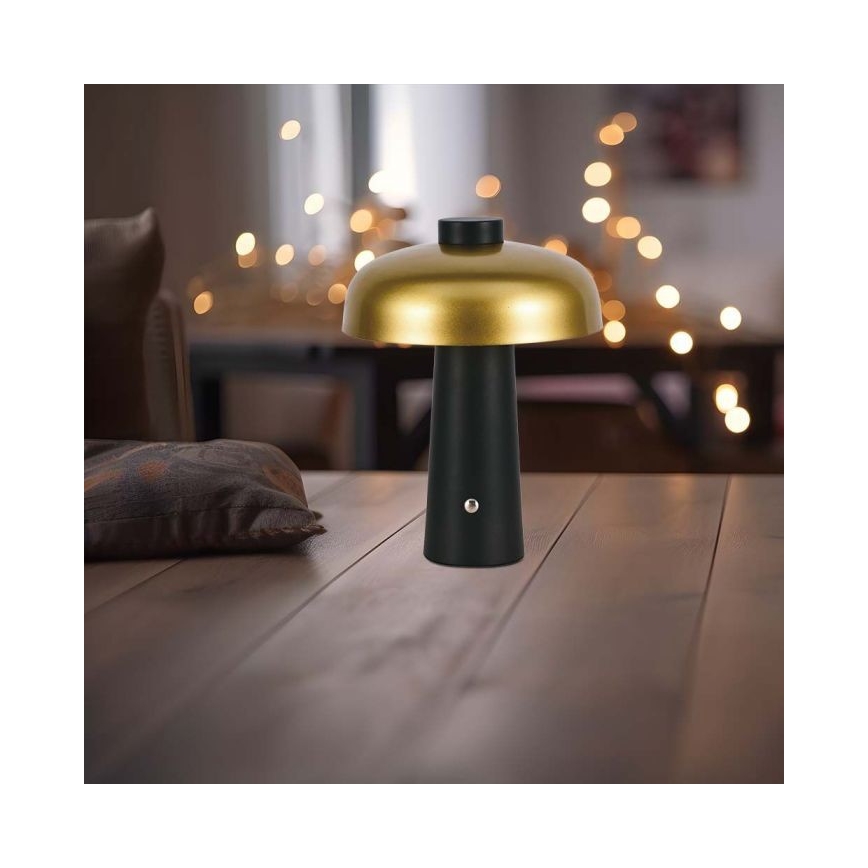 LED Zatemnitvena polnilna namizna svetilka na dotik LED/3W/5V 3000-6000K 1800 mAh črna/zlata