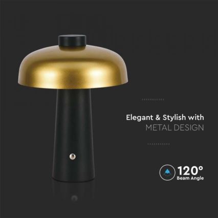 LED Zatemnitvena polnilna namizna svetilka na dotik LED/3W/5V 3000-6000K 1800 mAh črna/zlata