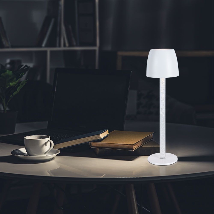 LED Zatemnitvena polnilna namizna svetilka na dotik LED/3W/5V 3000K 1800 mAh bela