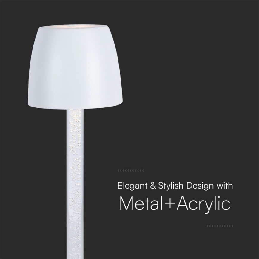 LED Zatemnitvena polnilna namizna svetilka na dotik LED/3W/5V 3000K 1800 mAh bela