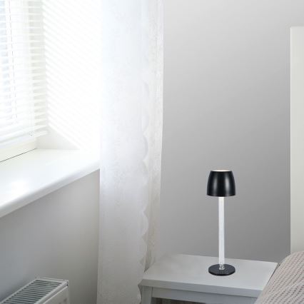 LED Zatemnitvena polnilna namizna svetilka na dotik LED/3W/5V 3000K 1800 mAh črna