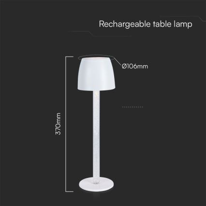 LED Zatemnitvena polnilna namizna svetilka na dotik LED/3W/5V 3000K 1800 mAh črna