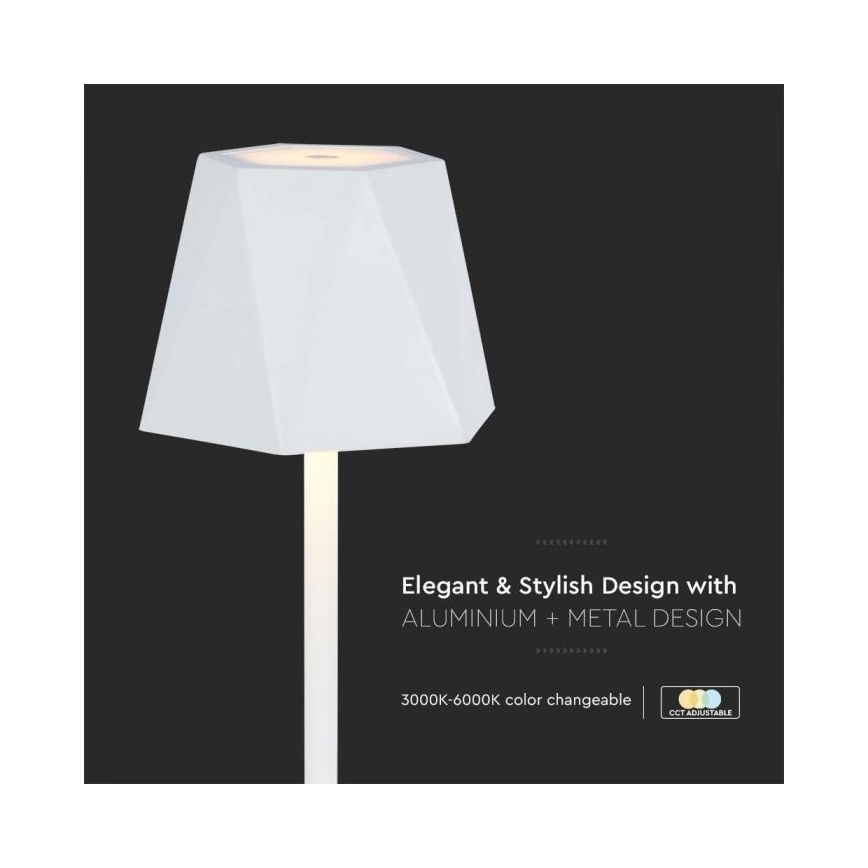 LED Zatemnitvena polnilna namizna svetilka na dotik LED/4W/5V 3000-6000K 1800 mAh bela