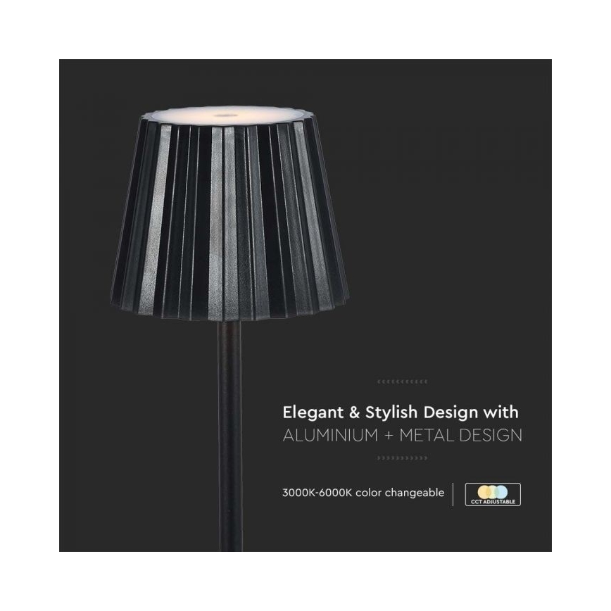 LED Zatemnitvena polnilna namizna svetilka na dotik LED/4W/5V 3000-6000K 1800 mAh črna