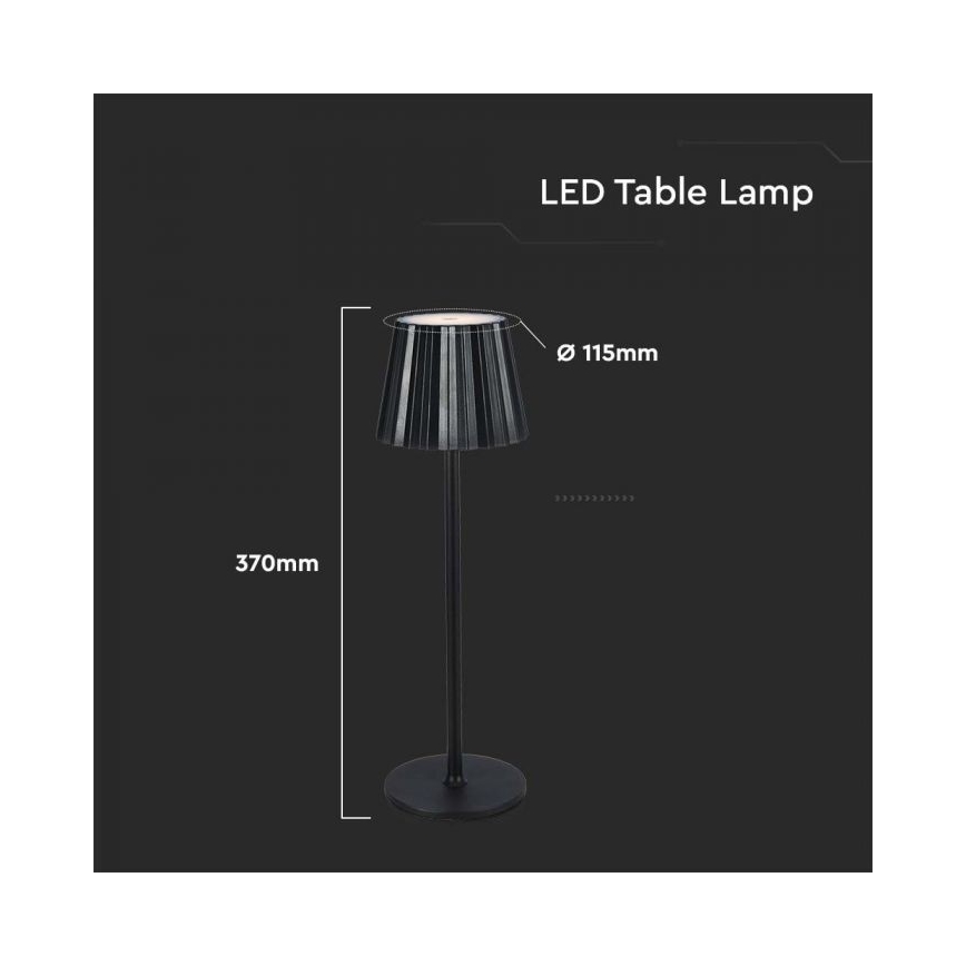 LED Zatemnitvena polnilna namizna svetilka na dotik LED/4W/5V 3000-6000K 1800 mAh črna