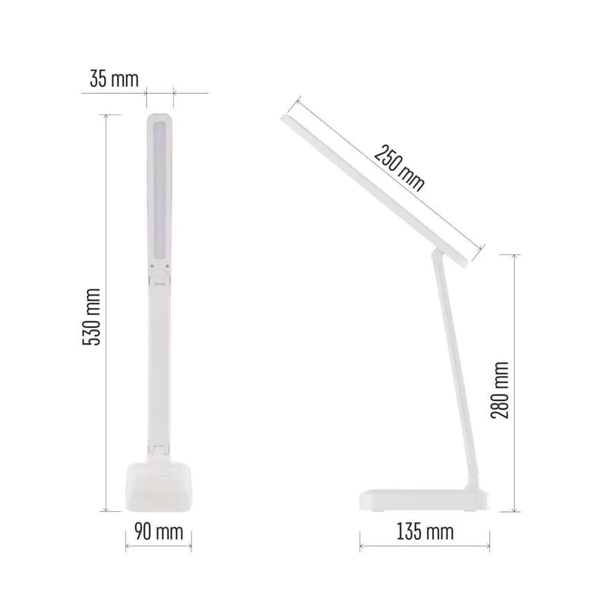 LED Zatemnitvena polnilna namizna svetilka LED/5W/3,7V 3000K/4000K/6500K 800mAh bela