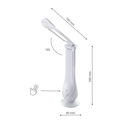 LED Zatemnitvena polnilna namizna svetilka LILLY LED/4W/5V 1200 mAh bela