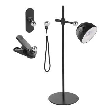 LED Zatemnitvena polnilna namizna svetilka magnetna 4v1 LED/4,2W/3,7V 4000K 1200mAh črna