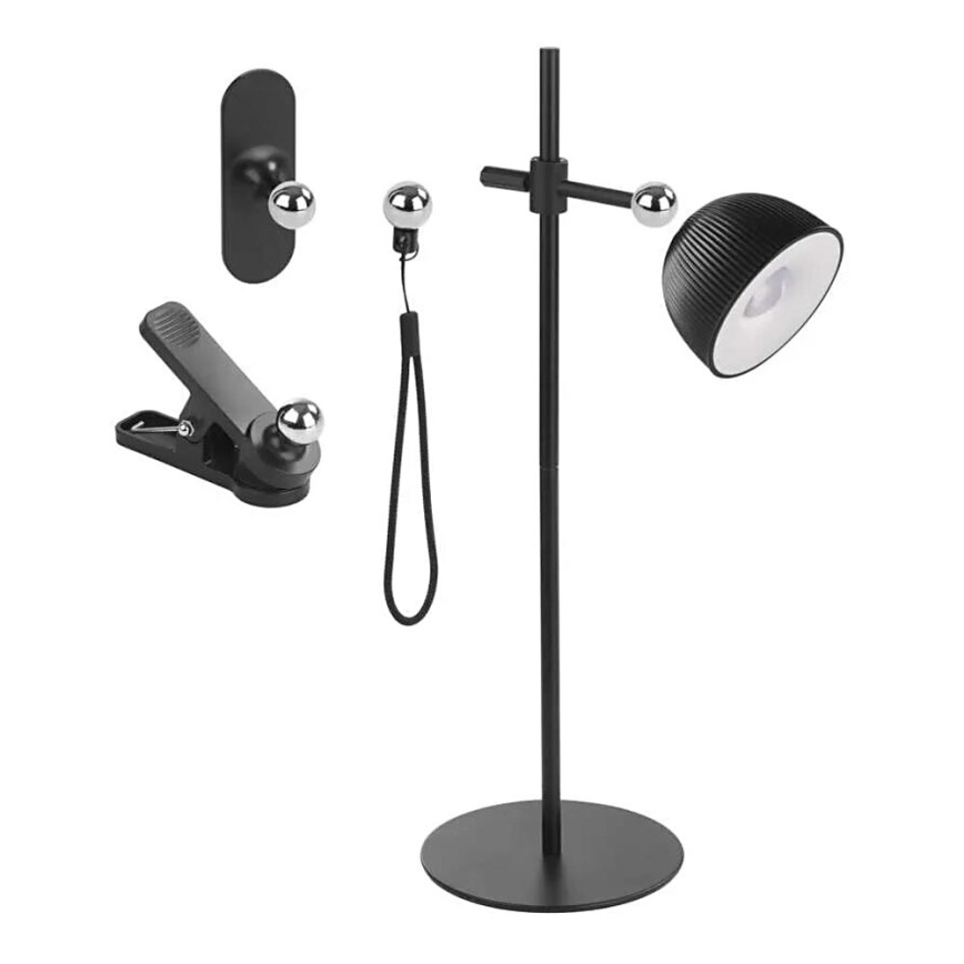 LED Zatemnitvena polnilna namizna svetilka magnetna 4v1 LED/4,2W/3,7V 4000K 1200mAh črna