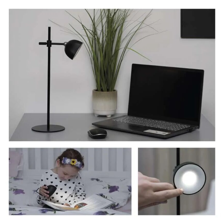 LED Zatemnitvena polnilna namizna svetilka magnetna 4v1 LED/4,2W/3,7V 4000K 1200mAh črna