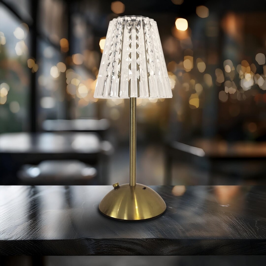 LED Zatemnitvena polnilna namizna svetilka na dotik ELBA LED/1,6W/800 mAh 3000/4000/6000K zlata/prozorna