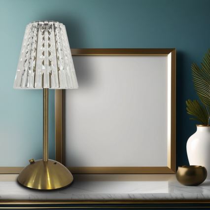 LED Zatemnitvena polnilna namizna svetilka na dotik ELBA LED/1,6W/800 mAh 3000/4000/6000K zlata/prozorna