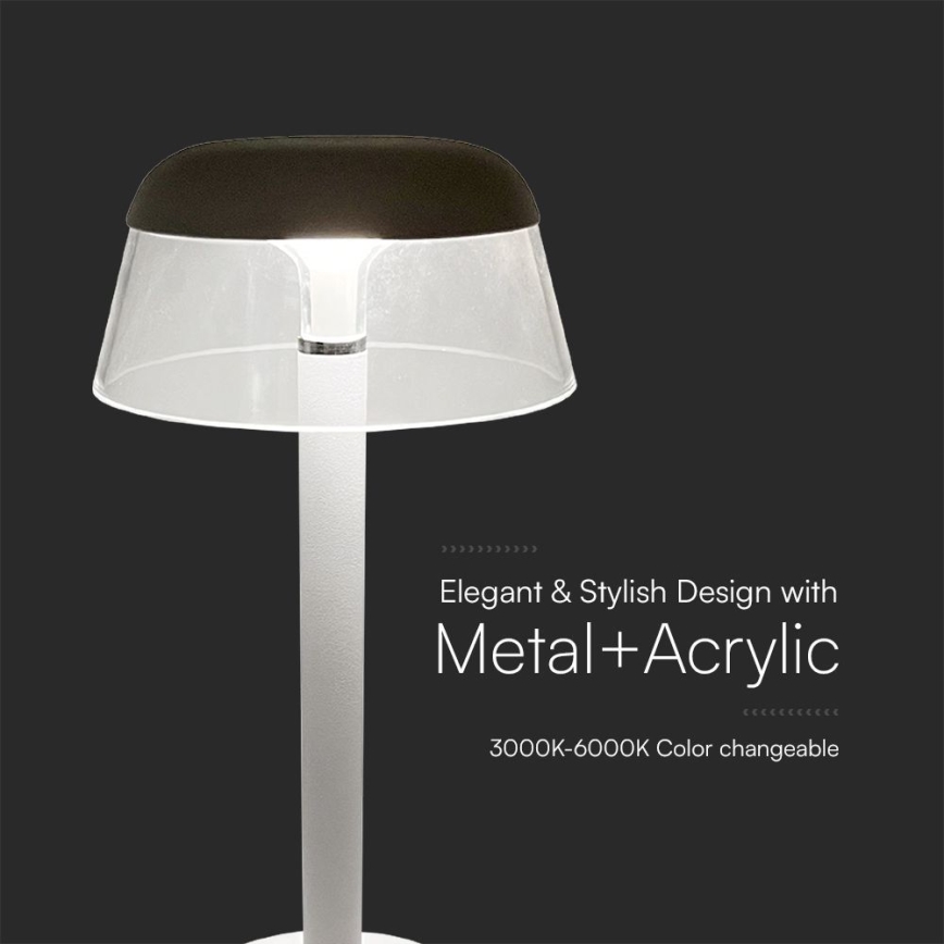 LED Zatemnitvena polnilna namizna svetilka na dotik LED/3W/5V 3000-6000K 1800 mAh bela