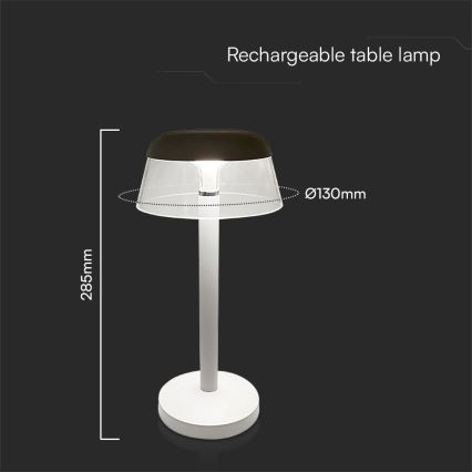 LED Zatemnitvena polnilna namizna svetilka na dotik LED/3W/5V 3000-6000K 1800 mAh bela