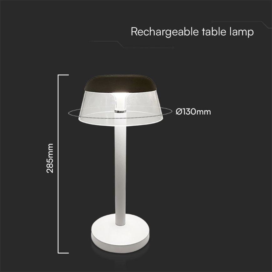 LED Zatemnitvena polnilna namizna svetilka na dotik LED/3W/5V 3000-6000K 1800 mAh bela