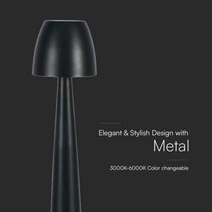 LED Zatemnitvena polnilna namizna svetilka na dotik LED/3W/5V 3000-6000K 1800 mAh črna