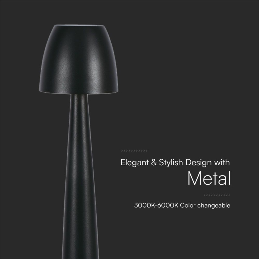 LED Zatemnitvena polnilna namizna svetilka na dotik LED/3W/5V 3000-6000K 1800 mAh črna