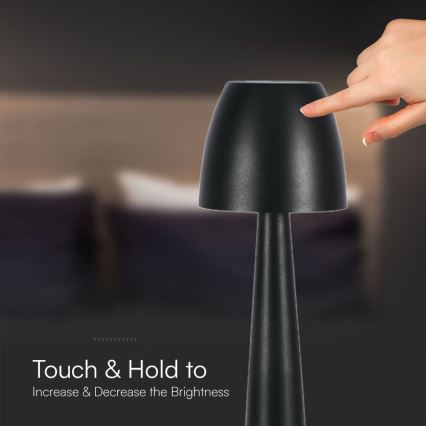 LED Zatemnitvena polnilna namizna svetilka na dotik LED/3W/5V 3000-6000K 1800 mAh črna